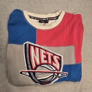 Vtg Y2K OUNK Brooklyn Nets Colorblock NBA Boxy Oversized Tee Streetcore XXL